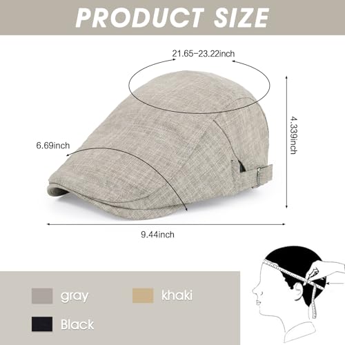 Image of 3Pcs Men's Newsboy Caps Cotton Cooling Hat Adjustable Flat Cap for Men