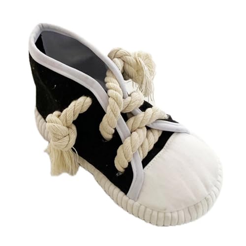 犬 おもちゃ 噛むおもちゃ 音が出る 靴型 シミュレーション靴 ぬいぐるみ 歯磨き 遊び 知育 面白い ストレス解消 洗える 安全 丈夫 耐久性 小型犬 中型犬 (B-ブラック)