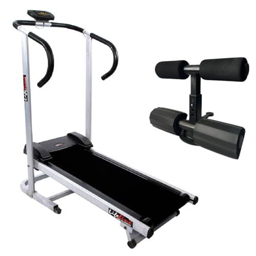 Image of Life Line Fitness LT-201 Manual Treadmill with Free Push up /Sit up Exercise Bar Assist, Home Gym Cardio Workout, 2 Level Inclination, Foldable & Space Saving Treadmill