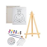 Essenburg Pre Drawn Canvas Painting Kit | King Pharaoh Valentines Pre Drawn Stretched Canvas Kit | Adult Sip and Paint Party| DIY Date Night Couple Activity (S 8X10 PAINT, EASLE, 10 PAINT BRUSHES)