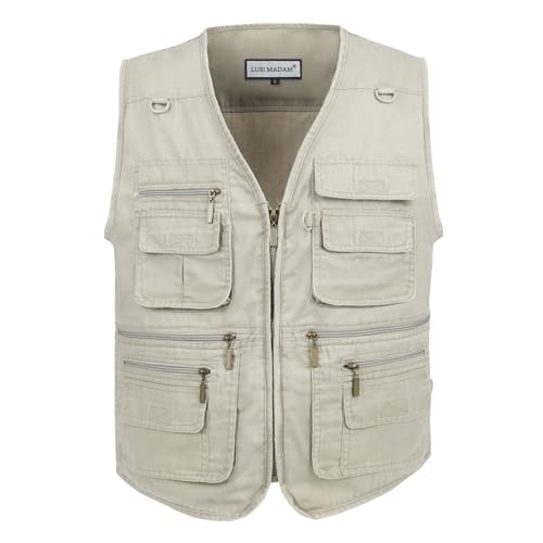 Image of Men's Stone Washed Denim Multi-pocketed Fishing Work Outerwear Vest