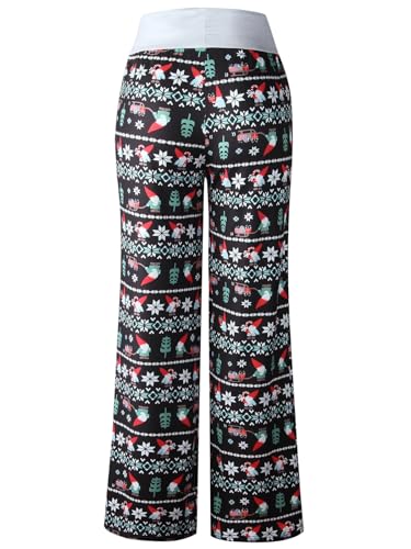Image of Elsofer Women's Comfy Lounge Pants Soft Floral Pajama Pants Loose Drawstring Wide Leg Palazzo Pants for Sleep, Casual Wear