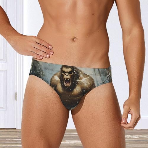 Angry Bigfoot Snowstorm Mens Swim Briefs Sexy Bikini Swimwear Bathing Suits Trunks4