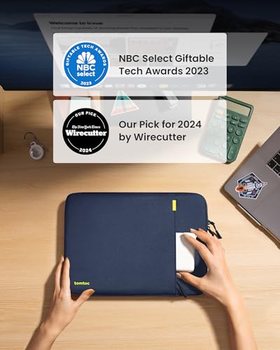 Image of tomtoc 360 Protective Laptop Sleeve for 14-inch MacBook Pro M1 Pro /Max A2442 2021, 13-inch New MacBook Air M2 /A2681 2022 with Hard Shell Case, Water-Resistant MacBook Case Bag with Accessory Pocket