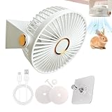 Ventilatore gabbia per hamster cincillà furetto, ventilatore raffreddamento ricaricabile USB senza foratura, raffreddatore d'aria silenzioso portatile per casa appartamento viaggio cassa recinto