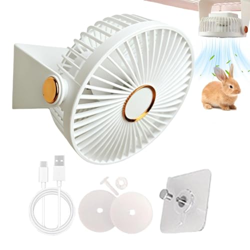 Pet Crate Fan for Cooling Pets - Portable USB Rechargeable Cage Fan with Adjustable Airflow | Cooling Fans for Hamsters, Rabbits & Small Animals | Summer Pet Cooler for Crates, Cages & Enclosures