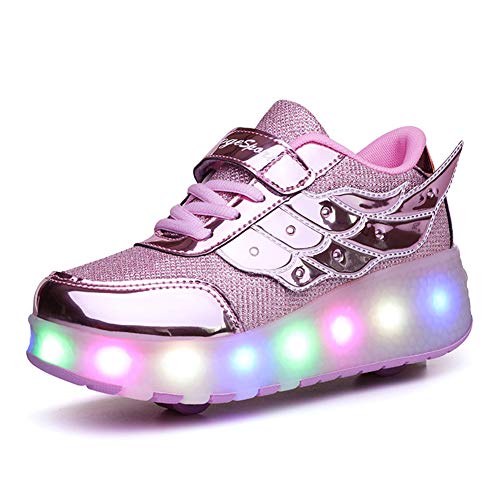 LED Skates Roller Sport Shoes Rechargeable Roller Skates for Boys Girls 7.5 M US Big Kid
