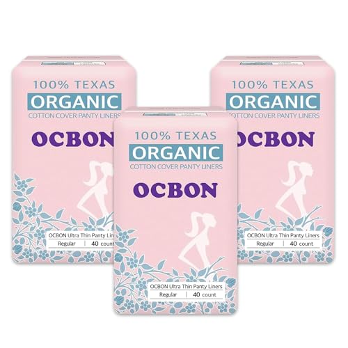 OCBON Salvaslips sanitarios ultrafinos (regular, 15,5 cm, 120 unidades) – Ultra delgado, sin perfume, 100% algodón orgánico para mujer. Sin químicos, extra suave, ideal para pieles sensibles