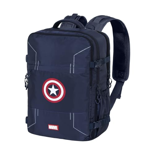 Marvel Capitán América Gears-Mochila Mercury Viaje Cabina Avión 40x20x25cm, Azul, Capacidad 20 L