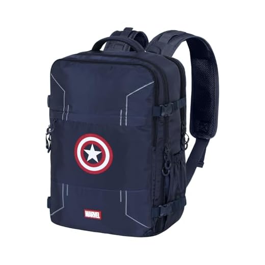 Marvel Capitán América Gears-Mochila Mercury Viaje Cabina Avión 40x20x25cm, Azul, Capacidad 20 L
