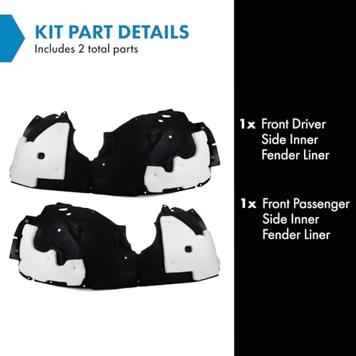 Image of TRQ Front Driver and Passenger Side Inner Fender Liner Set Compatible with 19-23 Ford Edge ST Titanium SEL with Signature Lights