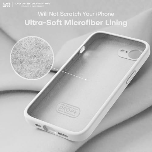 Image of LOVE 3000 Designed for iPhone 16e /17e Case, Premium Silicone with [Soft Anti-Scratch Microfiber Lining] Shockproof Protective Phone Case for Men Women Girls 6.1 inch, White