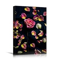 Canvas Wall Art Pink Petals Colorful Farmhouse/Country Floral Multicolor Patterns Photography - 12x18 inches