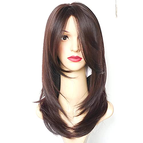 Women Hair Wig Brown 24 Inches Long Straight Wig | Washable Full Head Hair Wig for Birthday, Party, Wedding, Halloween and Cosplay