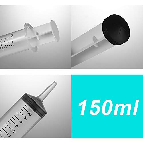 Image of 2 PCS 150 ML Large Syringes, Plastic Garden Industrial Syringes for Scientific Labs, Measuring, Watering, Refilling, Filtration Multiple Uses