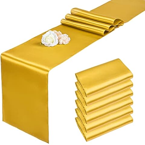 6 Caminos de Mesa de satén Dorado para Bodas Cover