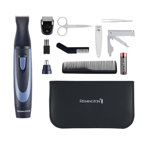 Remington Reiseset Hygiene im Etui [13-teilig: für Haare & Maniküre/Pediküre etc.] Bartschneider, Nasenhaartrimmer, Ohren-& Augenbrauentrimmer, Nagelklipper & Schere, Pinzette, 2 Kämme etc. NE3890