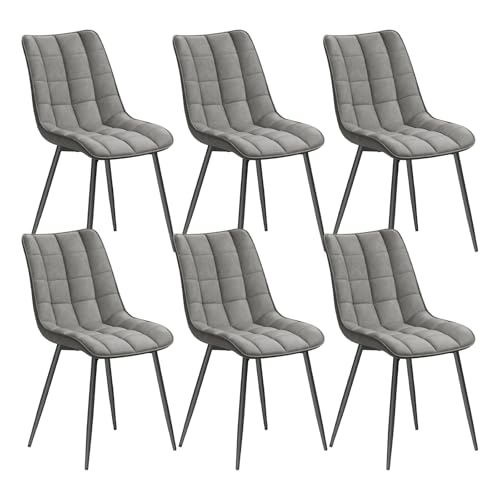 WOLTU 6 X Chaise de Salle à Manger Chaise Design Moderne Assise en Similicuir Bien rembourrée Cadre en métal,Gris BH207gr-6