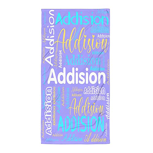 iBedding Beach Towel,Personalized Bath Towels for Kids Microfiber Quick Dry Custom Sand Free Pool Towels for Adult Personalize with Your Name (Purple 02)
