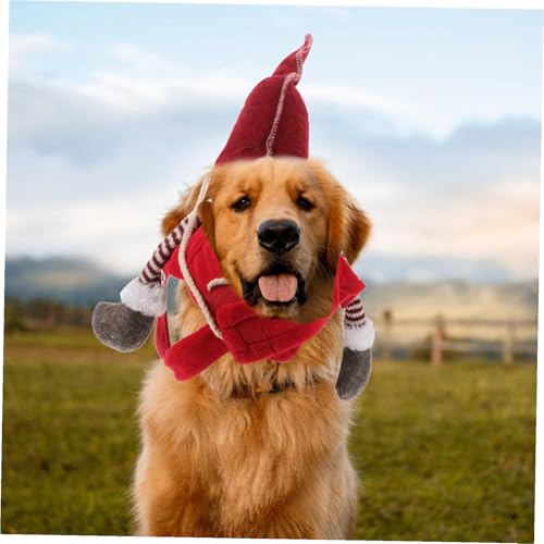 Disfraz de Gnomo de Santa para Perro Talla S Rojo miniatura 6