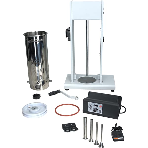 MEAT! Your Maker. 25 Pound Vertical Motorized Sausage Stuffer with Stainless Steel Gears, Ergonomic Handle, and a Stuffing Kit with 3 Stuffing Tubes for Sausage Stuffing
