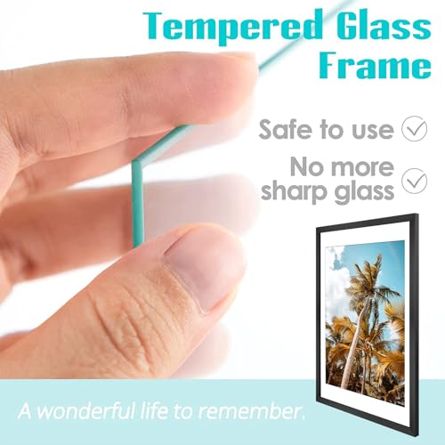 Image of Frametory, 18x24 Picture Frame with Mat for 16x20 Picture - High Definition Glass Wide Molding - Preinstalled Wall Mounting Hardware (Black, 3 Pack)