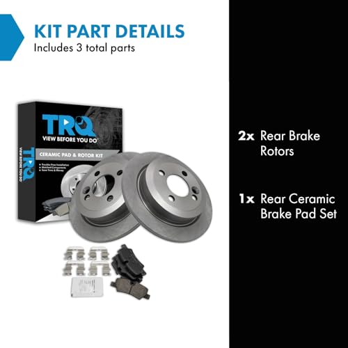 Image of TRQ Rear Brake Pad and Rotor Set Ceramic Compatible with 2014-2015 Mini Cooper