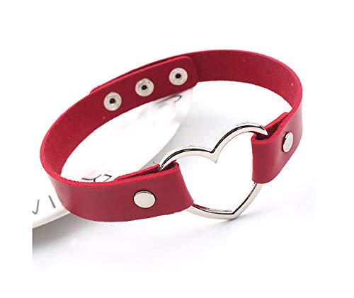 doublelovely Female Choker Stainless Steel Heart Chokers Necklaces Buckle Belt Jewelry for Women