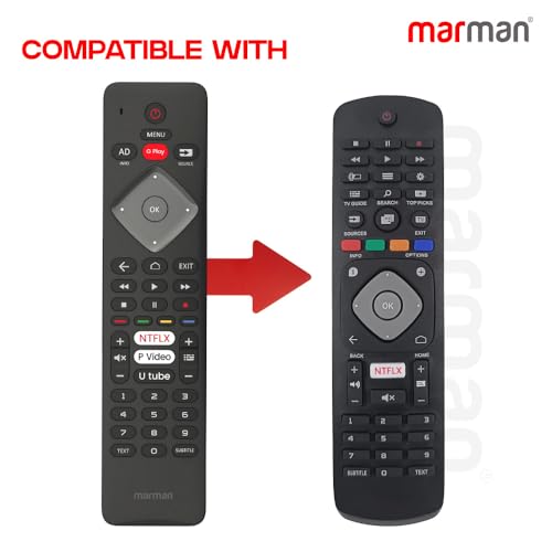 Image of marman Compatible with Philips Smart TV Remote Control Original RM-L1285 Suitable for Models 32PHT5813S /94 43PFT5813S /94 50PUT6103S /94 4K LED UHD Television Without Voice Command