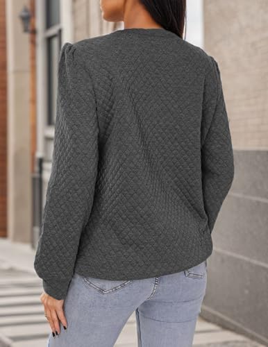 Women Long Puff Sleeve Sweatshirt 2025 Fall Fashion Sweater Lightweight Knit Twist Texture Tops3