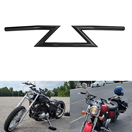 OXMART 2,5 cm Universal Motorrad Lenker Z Drag Bars Ersatz für Yamaha Suzuki Honda Kawasaki Harley Sportster Iron 883 Triumph Chopper Bobber Street Dirt Bike Schwarz
