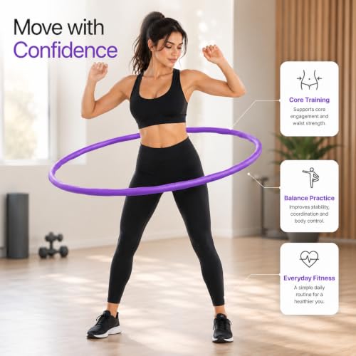 Image of SIGNAMIO Collapsible Hula Hoop for Weight Loss and Fitness - Inter-Lockable Pieces, Exercise Ring for Kids and Adults, Unisex Hula Hoop for Women and Men, Perfect for Gymnastics and Fun - Purple