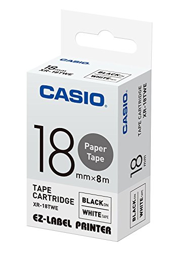 Casio EZ-Label Printer XR-18TWE Schriftband aus Papier selbsthaftend für den Indoor-Einsatz 18 mm x 8,0 m schwarz auf weiß Casio EZ-Label Printer XR-18TWE Schriftband aus Papier selbsthaftend für den Indoor-Einsatz 18 mm x 8,0 m schwarz auf weiß