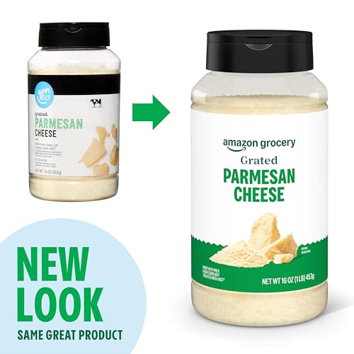 Amazon Grocery, Grated Parmesan Cheese Shaker, 16 Oz (Previously Happy Belly, Packaging May Vary)