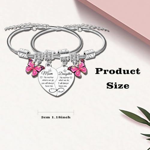 2 Pcs Mom Daughter Matching Bracelet Set Mom Daughter Present Mother's Day Gifts Christmas Birthday Gifts For Mother4