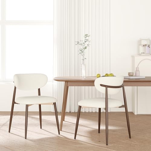 Image of MALOL Upholstered Curved Back Dining Chairs Set of 2, Beige
