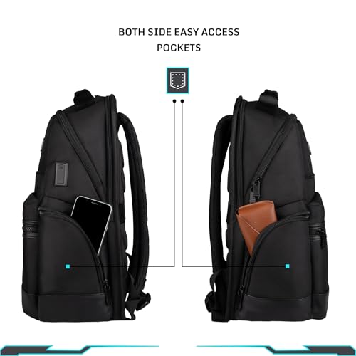 Image of F Gear Varello 23L Premium Black Tech Laptop Backpack|USB & Type-C Charging Ports|2 Compartments, 3 Pockets|Fits 17-inch Laptop|Water-Resistant, Tablet Sleeve, Luggage Strap|Work & Travel Backpack