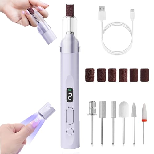 Nail Drill and UV Light Set Portable Electric Nail Drill and UV Nail Lamp 2 in 1 Nail Tools with LED Display 3 Speed Fast-Dry Rechargeable Nail Drills Machine for Curing Polish and Remove