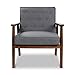 JIASTING Mid-Century Retro Modern Accent Chair Wooden Arm Upholstered Tufted Back Lounge Chairs Seat Size 24.4
