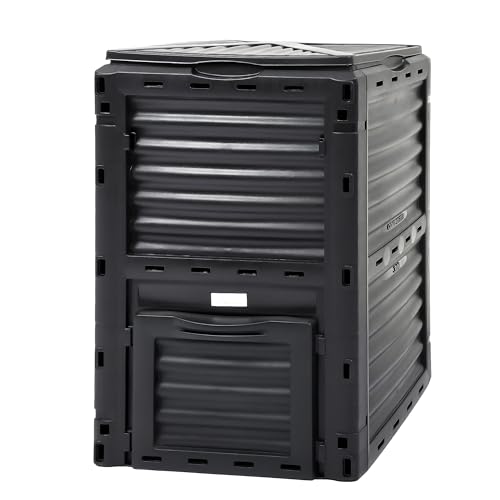 YITAHOME Large Outdoor Compost Bin, 80 Gallon (300L) Composter Box with Snap-on Top Lid and Aeration System, Lightweight Garden Compost Barrel Tumbler, Easy Assembly, BPA Free, Black