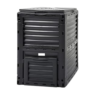 YITAHOME Large Outdoor Compost Bin, 80 Gallon (300L) Composter Box with Snap-on Top Lid and Aeration System, Lightweight Garden Compost Barrel Tumbler, Easy Assembly, BPA Free, Black