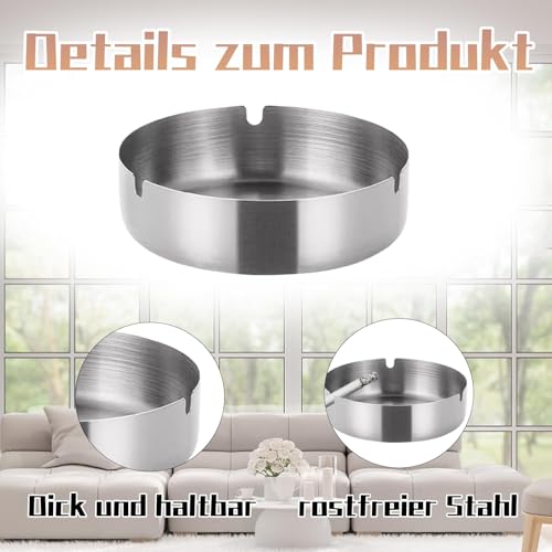 9 Stück Edelstahl Aschenbecher 8 Cm Silber, Aschenbecher Für Draussen Und Innen, Moderne Tischplatte, Für Partys Und Grillabende, Silber