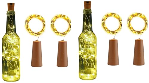 Image of Lexton 20 LED Wine Bottle Cork Lights Copper Wire String Lights (Warm White, Pack of 4) (Cork Light)