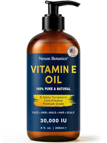 Pure Vitamin E Oil 30,000 IU, 8 fl oz - Cold-Pressed, Hexane Free, Natural Moisturizer for Skin &