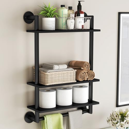 Bathroom Shelves Wall Mounted, 3 Tier Towel Racks with Towel