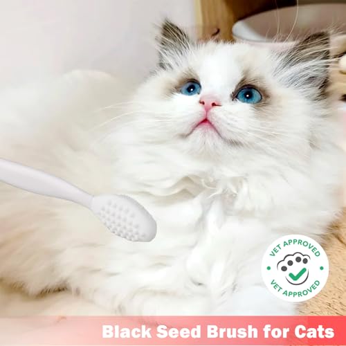 Image of 2PCS Pet Black Seed Brush for Cat Chin Acne & Blackhead Removal | Silicone Double-sided Grooming Brush for Acne Treatment | Acne Removing Tool|Cat Grooming Essentials,White