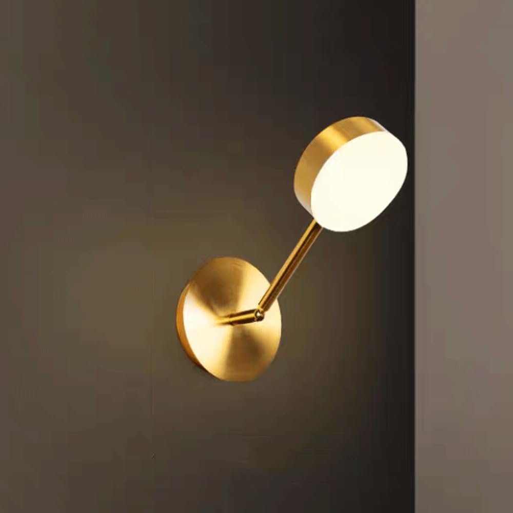 Lámpara de lectura ajustable dorada con brazo batiente led