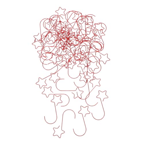 TOPPERFUN -Pointed Star Hook Hangers Star Ornament Hanger Hooks Ornament Hook for Tree Star Shaped Hooks Festival Ornament Hooks Decorative Star Hooks Red Plastic and Gold-Plated Wire