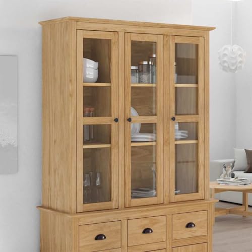 Emmtore Armario con Puertas de Cristal BODO Marrón Miel