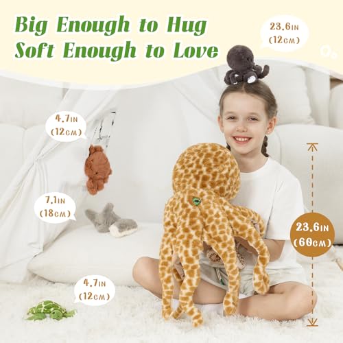 Image of Octopus Stuffed Animal with 4 Sea Animals, 23.6 inch Sea Life Plush